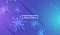 Hello Winter Layout with Snowflakes for Web, Landing Page, Banner, Poster, Website Template. Snow Christmas Background Royalty Free Stock Photo