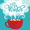 Hello Winter greeting card.