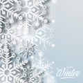 Hello Winter Luxury Elegant Decoration of Crystal Snowflake with sparkles for background decorative