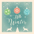 Hello Winter Retro 2024 Christmas Party Vintage Card Victorian Vintage sign Royalty Free Stock Photo