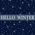 Hello winter snow snowfall night winter snowflakes banner vecto Royalty Free Stock Photo