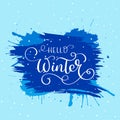 Hello winter text. Christmas vector card design with custom calligraphy. Winter xmas season cards, greetings for social Royalty Free Stock Photo