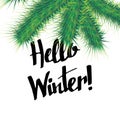 Hello winter text on red knit texture background. Winter season Royalty Free Stock Photo