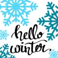 Hello winter text on red knit texture background. Winter season Royalty Free Stock Photo