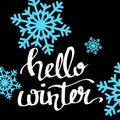 Hello winter text on red knit texture background. Winter season Royalty Free Stock Photo