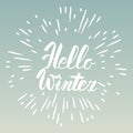 Hello winter text. Vector Brush lettering Hello Winter. Vector card design with custom calligraphy. Winter season cards, greetings Royalty Free Stock Photo