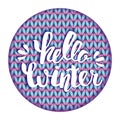 Hello winter text. Vector Brush lettering Hello Winter. Vector card design with custom calligraphy. Winter season cards, greetings Royalty Free Stock Photo