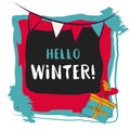 Hello winter text. Vector card design with custom calligraphy Royalty Free Stock Photo