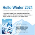 Hello Winter Travel Christmas Holiday brochure pages layout modern design Alps panorama snow sports ski Hotel