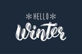 Hello Winter. Trendy hand lettering quote, fashion graphics, art print for posters and greeting cards design. Calligraphic isolate