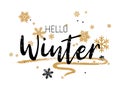 Hello winter typography vector poster graphic design.