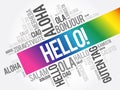 Hello word cloud collage in different languages of the world Royalty Free Stock Photo