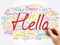 Hello word cloud in different languages of the world, background concept Royalty Free Stock Photo