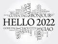 Hello 2022 word cloud in different languages of the world, concept background Royalty Free Stock Photo