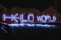Hello World illuminated neon sign