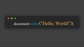 Hello world in JavaScript. Programming language. hello world code Royalty Free Stock Photo