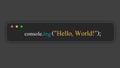 Hello world in JavaScript. Programming language. hello world code Royalty Free Stock Photo
