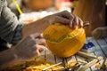 Helloween pumpkin carving Royalty Free Stock Photo