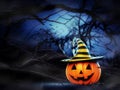 Helloween pumpkin in the forest Royalty Free Stock Photo