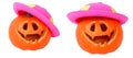 Helloween pumpkin with pink head Royalty Free Stock Photo