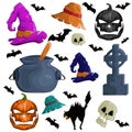 helloween vector element set with cartoon style