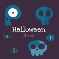 Helloween Vector Stock Illustration With Halloween Stuff: Skull, Eyes