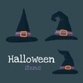 Helloween vector stock illustration with halloween stuff: witch hats