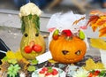 Helloween vegetables pumpkin composition concept