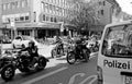 Hells Angels with their Harley Davisdson motor bikes driving through Longstreet of ZÃÂ¼rich