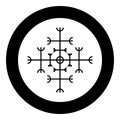 Helm of awe aegishjalmur or egishjalmur galdrastav icon black color vector in circle round illustration flat style image Royalty Free Stock Photo