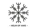 Helm of Awe or Helm of Terror. Norse mythology. Icelandic magical stave. Occult symbol isolated on white background. Galdrastafir