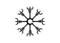 Helm of awe, icelandic magical stave, Vegvisir runic compass. Viking symbols for the purpose of protection from disease. Old sign Royalty Free Stock Photo