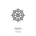 helm icon vector from nautical collection. Thin line helm outline icon vector illustration. Outline, thin line helm icon for