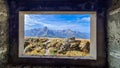 Helm - Scenic view from window of remains of military bunker of First World War, mount Helm (Monte Elmo) Royalty Free Stock Photo