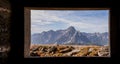 Helm - Scenic view from window of remains of military bunker of First World War, mount Helm (Monte Elmo) Royalty Free Stock Photo