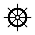 Helm ship icon. Black steering isolated on white background. Rudder boat silhouette. Simple outline ship helm for design travel pr Royalty Free Stock Photo