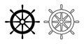 Helm ship icon. Black steering isolated on white background. Rudder boat silhouette. Simple outline ship helm for design travel pr Royalty Free Stock Photo