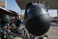 Helmet with black polish.Reflections of a hat