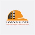 Helmet builder design logo vector