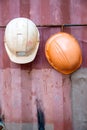 Helmet at construction site Royalty Free Stock Photo