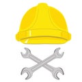 Helmet and crossed wrenches. skull and bones Royalty Free Stock Photo