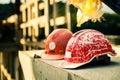 Helmet Engineering Construction worker equipment on background Royalty Free Stock Photo