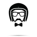 Helmet, Glasses , Bowtie and Mustache man Set. Vector illustrati Royalty Free Stock Photo