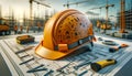 a helmet hardhat safety job site hazard jobsite uniform construction factory headgear protect prevention caution fortified Royalty Free Stock Photo