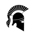 The helmet icon of ancient Greece. Black and white illustration. White isolated background.