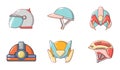 Helmet icon set, cartoon style Royalty Free Stock Photo