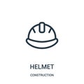 helmet icon vector from construction collection. Thin line helmet outline icon vector illustration