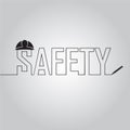 Helmet on line text, work safety concept