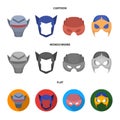 Helmet, mask on the head.Mask super hero set collection icons in cartoon,flat,monochrome style vector symbol stock