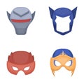 Helmet, mask on the head.Mask super hero set collection icons in cartoon style vector symbol stock illustration web. Royalty Free Stock Photo